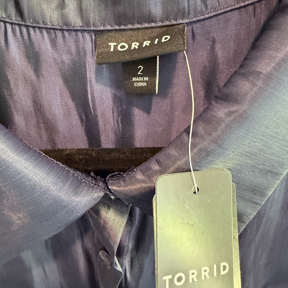 Torrid Black Long Sleeve Iridescent Semi Sheer Button Up Top Plus Size 2X - Picture 4 of 14